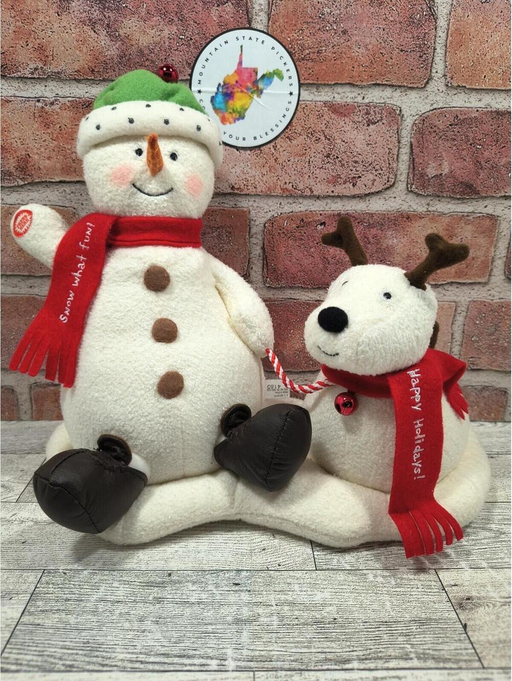 2004 Hallmark Jingle Pals Snowman Dog Animated Musical Plush Musical WORKS
